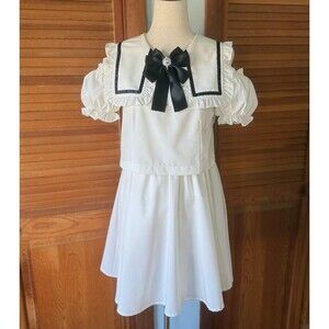 Ank Rouge J-fashion Jirai Kei Gyaru Dollcore White Sailor Collar Dress w/ Bow M